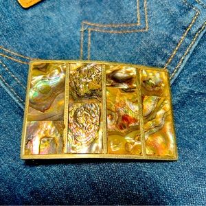 Abalone and Silver Belt Buckle